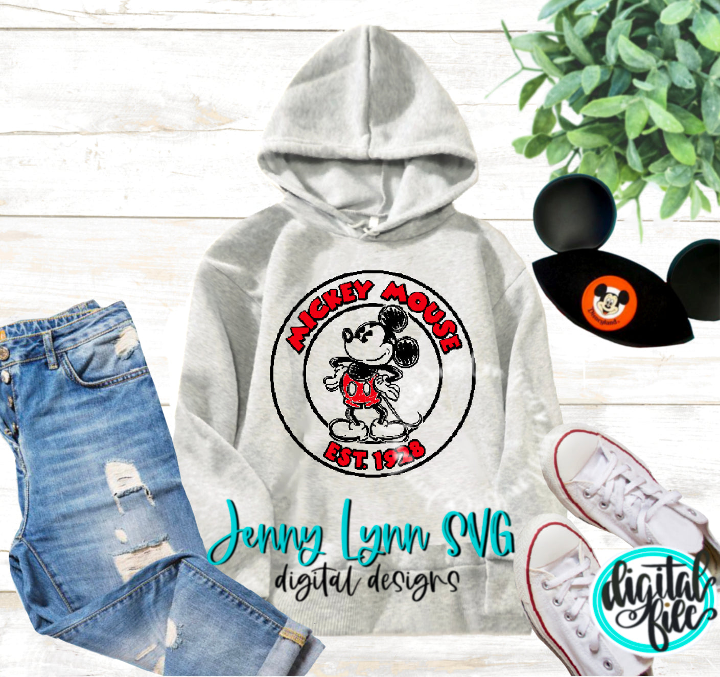 Mickey Mouse Classic 1928 Sketched Mickey SVG DXF PNG