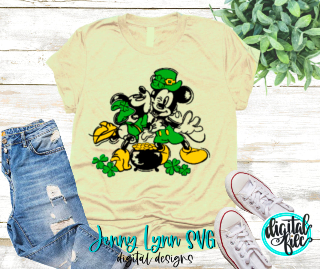 St Patricks Day Mickey and Minnie SVG DXF PNG