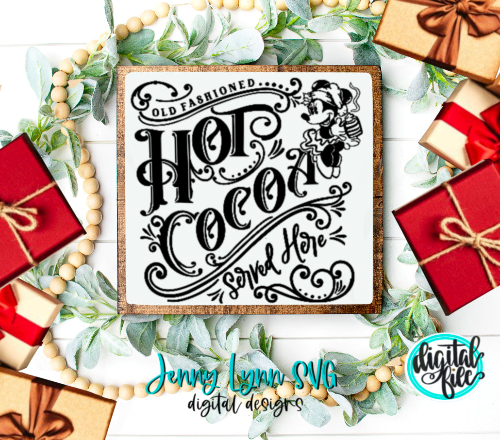 Hot Cocoa Chocolate Sign Minnie Mouse Christmas Sign SVG DXF PNG