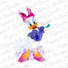 Load image into Gallery viewer, Daisy Duck Watercolor Print Daisy Art Print PNG
