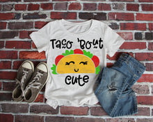 Load image into Gallery viewer, Taco SVG Taco Bout Cute Digital Download Taco Printable Tshirt DXF Cut file SVG Clipart Transfer Clipart Silhouette Cricut Iron On Kids svg
