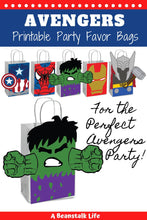 Load image into Gallery viewer, Avengers Party Favor Bags Printable Superhero Marvel Birthday PNG
