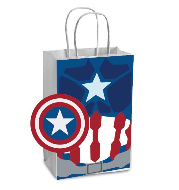 Captain America Avengers Party Favor Bags Printable PNG
