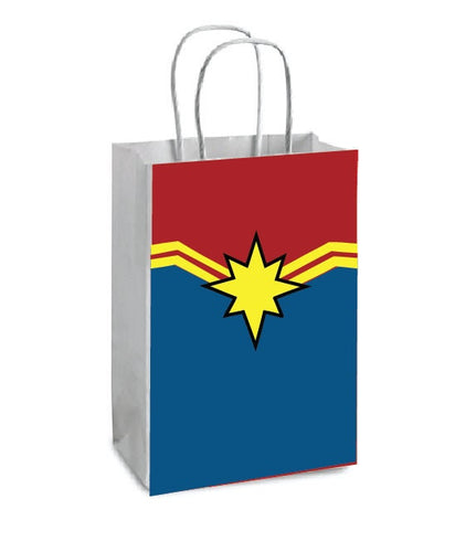 Captain Marvel Party Favor Bags Printable PNG Avengers Marvel Favor Bags Captain Marvel Birthday Favor Loot Bags Party Bags Easy Print