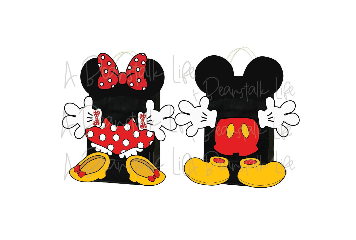 Mickey and Minnie Party Favor Bags Printable PNG