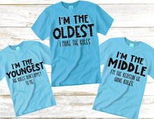 Load image into Gallery viewer, Family Rules Shirts SVG  Family Shirts  Iron On Cricut Printable Digital Shirt Cut File Silhouette I am the Oldest BUNDLE 3 Designs 12 Files
