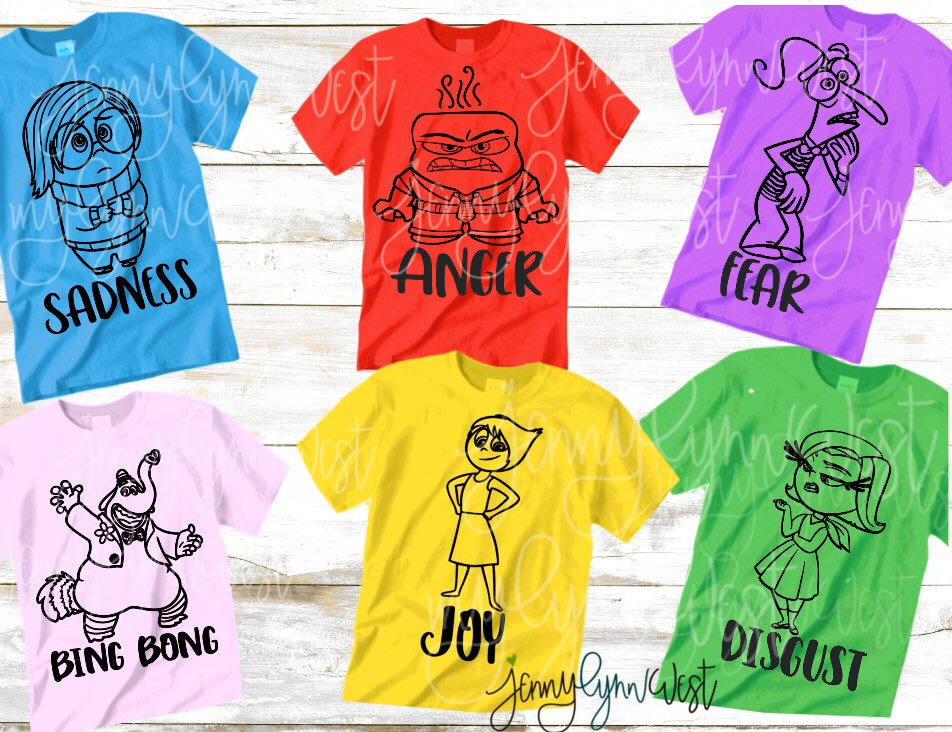 Inside Out SVG Bundle Anger Sadness Joy Bing Bong Fear Disgust Shirt Digital Iron On Silhouette Download 6 Inside Out 36 Files Bundle DXF