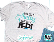 Load image into Gallery viewer, Starwars SVG Look like a Princess Fight like a Jedi PNG Sublimation Digital Shirt Cut File Silhouette StarWars SVG World Park Shirts svg
