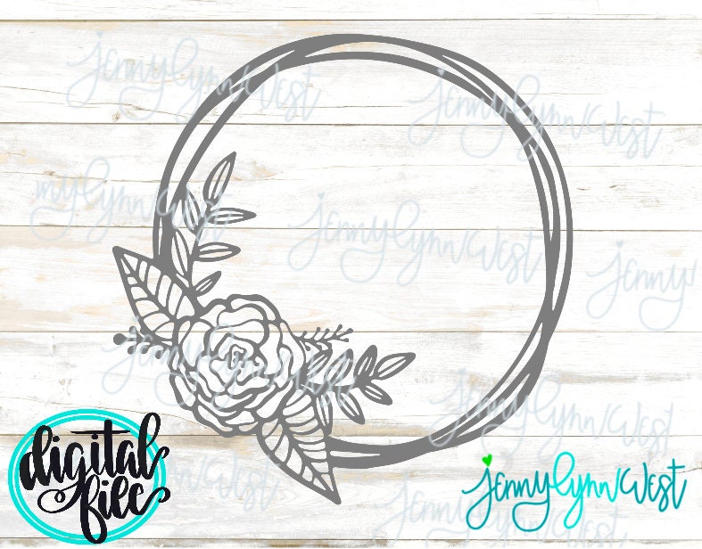 Floral Wreath Rose Wreath SVG DXF PNG