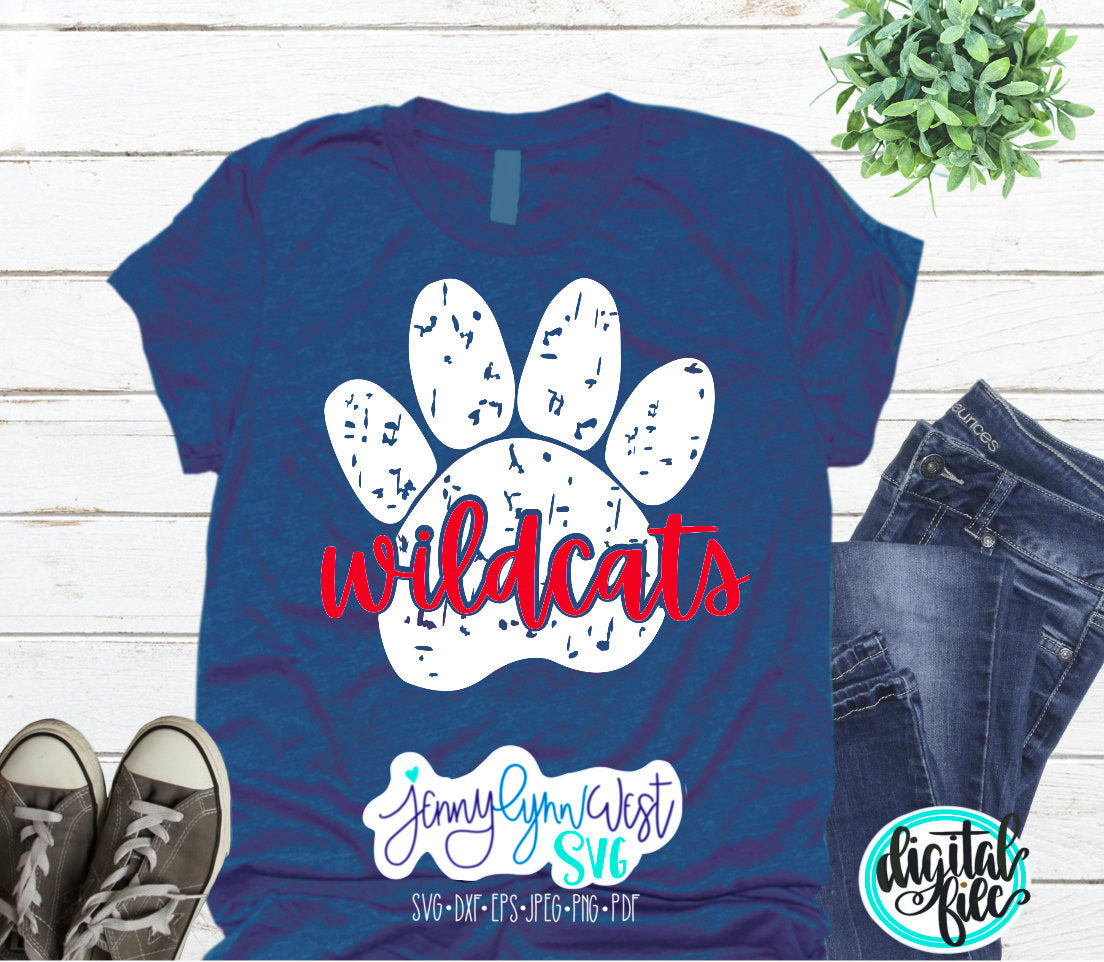 Wildcats Paw Grunge SVG DXF PNG