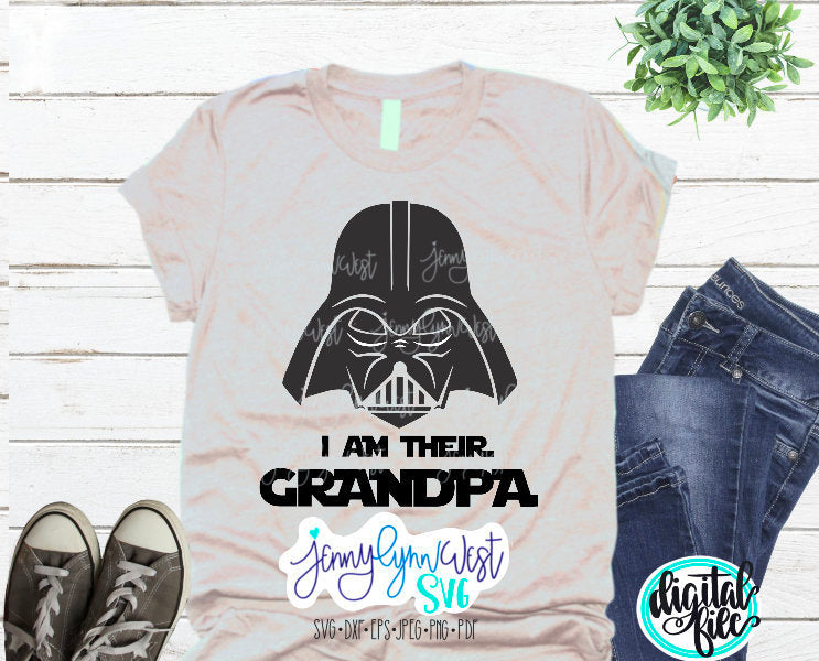 Starwars SVG I am Their Grandpa Darth Vader File for Cutting Machines Silhouette Cricut Family Shirts Digital Design