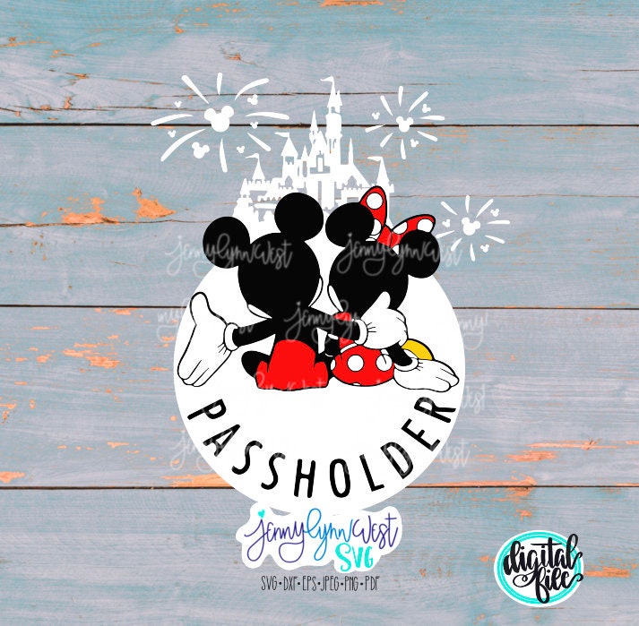 Disney Passholder Mickey and Minnie Sticker SVG DXF PNG