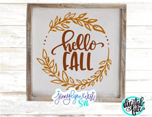 Load image into Gallery viewer, Fall SVG Hello Fall SVG Fall Laurel Leaf Svg Shirt Digital Download Printable Cut file Iron on Transfer Silhouette Cameo Cricut Digital File
