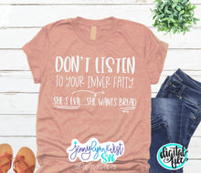 Load image into Gallery viewer, Don’t listen To Inner Fatty She Wants Bread Exercise Gym SVG DXF PNG
