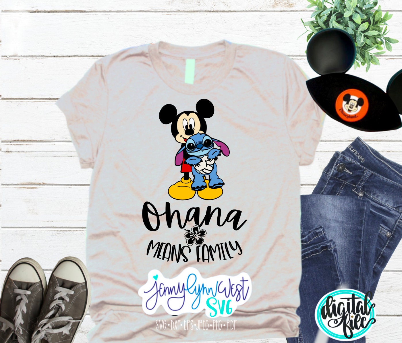 Ohana Means Family Stitch Mickey and Stitch SVG DXF PNG