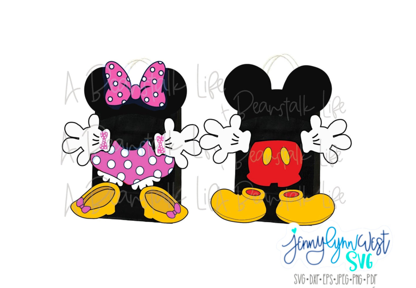 Mickey and Minnie Party Favor Bags Pink Printable PNG