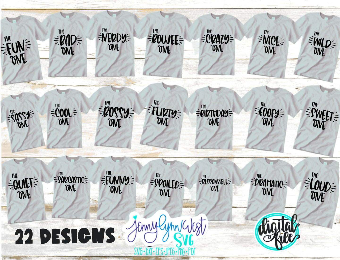 Family Shirts The One SVG Personality Birthday Girlfriends Sorority Reunion Cricut Iron On Printable Png Digital Cut File BUNDLE 22 Designs