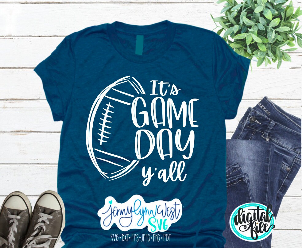 Football SVG It’s Game Day Y’all Football Digital Download Shirt DXF Cut file Iron on Transfer Silhouette Cricut PNG Football Shirt