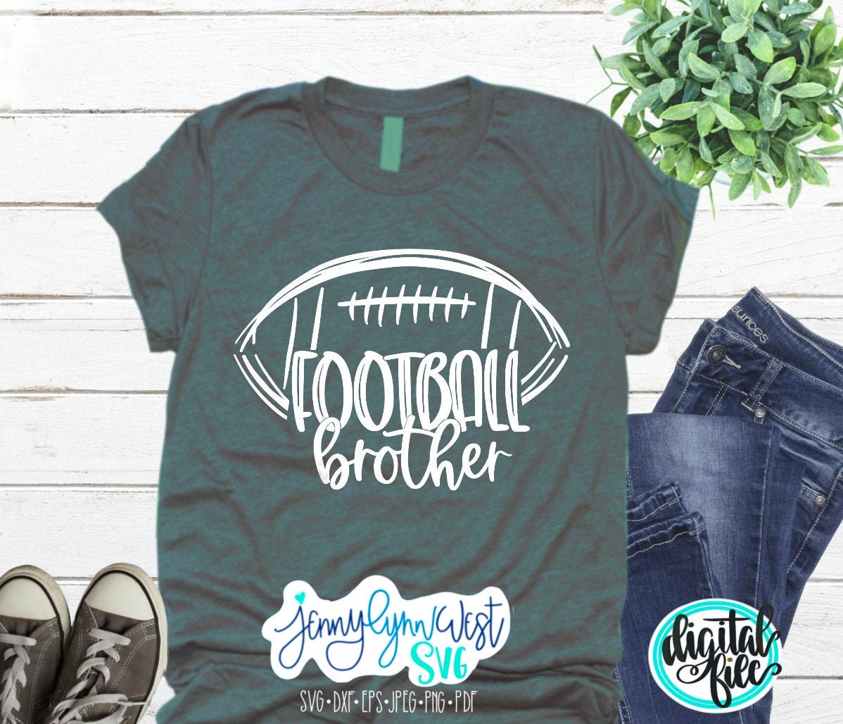 Football SVG Football Brother Shirt SVG DXF PNG – Jenny Lynn SVG