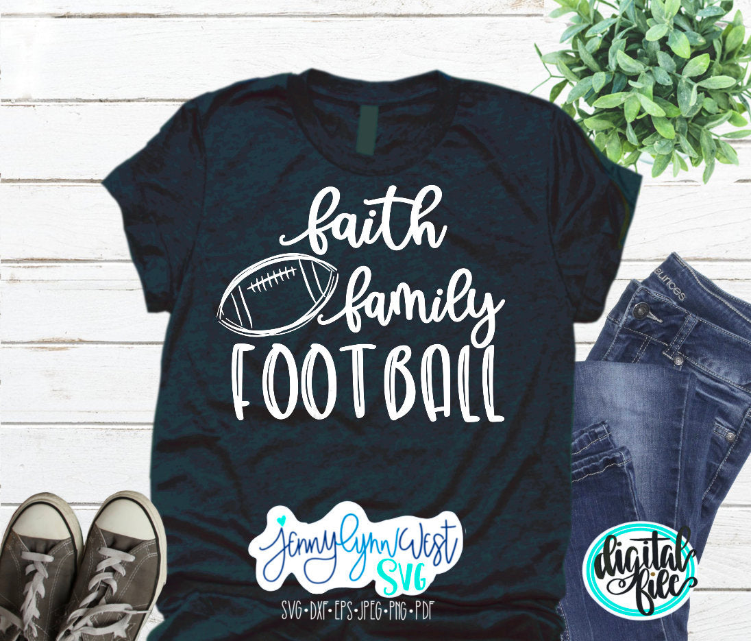 Football SVG Faith Family Football Shirt Distressed Sketch Digital Download Shirt Cut file Iron on Silhouette Cricut PNG Screenprint