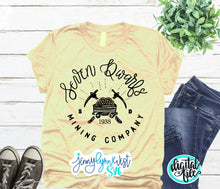 Load image into Gallery viewer, Seven Dwarf Mining Company Shirt DisneySVG Hand Lettered Clipart Silhouette Snow White Dwarfs Download Digital File Cricut Cut file
