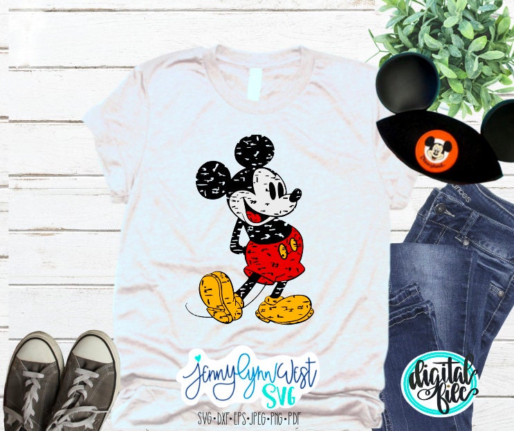 Mickey Mouse Distressed SVG DXF PNG