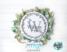 Load image into Gallery viewer, Farmhouse Family Monogram Laurel Leaf Wreath SVG DXF PNG
