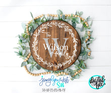 Load image into Gallery viewer, Farmhouse Family Monogram Laurel Leaf Wreath SVG DXF PNG
