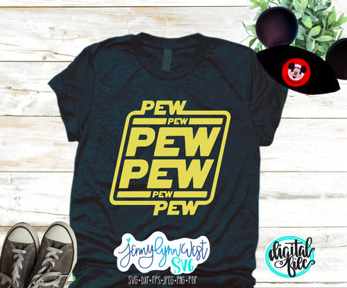 Star Wars SVG Shirt Pew Pew Framed Jedi Sublimation Cricut Printable Digital Shirt Laser Cut File Silhouette Star Wars Galaxy Edge DXF