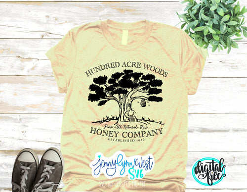 Winnie the Pooh SVG Hundred Acre Woods Honey Shirt Hand Lettered Clipart Silhouette Download Pooh SVG Shirts Digital File Cricut Cut file