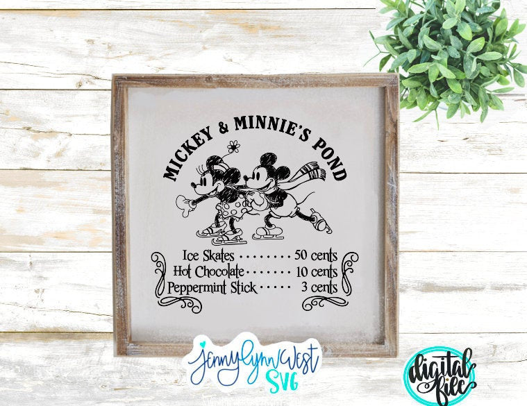 Disney Christmas Mickey and Minnie Skating SVG DXF PNG