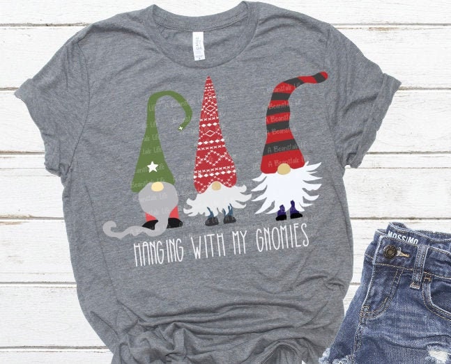 Christmas Gnome SVG Hanging With my Gnomies SVG PNG DXF