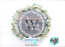 Load image into Gallery viewer, Farmhouse Family Monogram Laurel Leaf Wreath SVG DXF PNG
