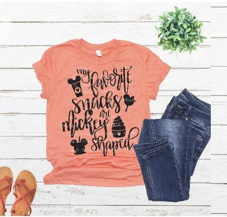 My favorite Snacks are Mickey Shaped Shirt Cut File SVG Iron on Transfer Disneyland World Hand Lettered Silhouette Cricut Sublimation Png