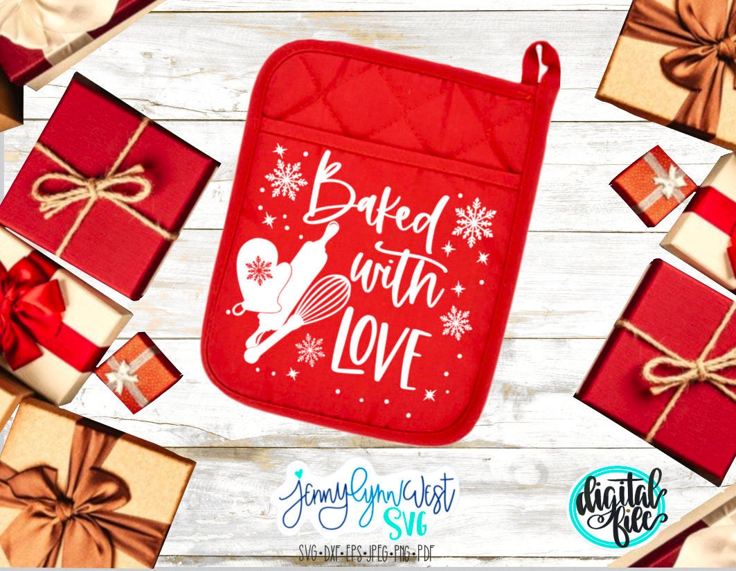 Baked With Love Pot Holder SVG DXF PNG