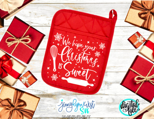 Sweet Christmas Pot Holder SVG Potholders, Plate Gift Tags Baking SVG Kitchen Svg PNG Cricut Silhouette Neighbor Iron on Cut File