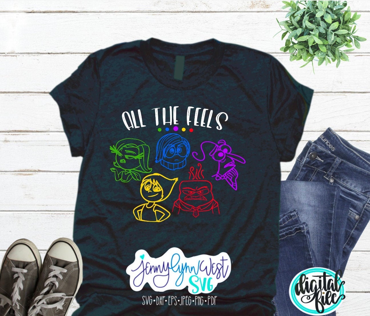 Disney Pixar Inside Out Simple Group Shot Graphic T-Shirt, Joy Fear Sadness  Disgust Anger Face Shirt Unisex Adult T-shir