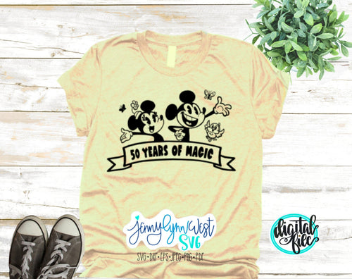 DisneyWorld 50th Anniversary 50 Years of Magic Mickey and Minnie Runaway Railway SVG PNG Dxf Silhouette Cricut Cut File Sublimation SVG