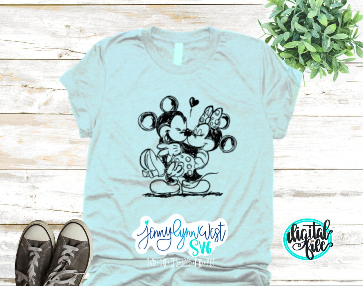Mickey and Minnie Love SVG DXF PNG
