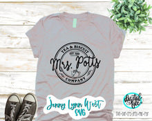 Load image into Gallery viewer, Mrs. Potts Tea Biscuit Company SVG Disney SVG Beauty and Beast Shirt Silhouette Cricut Mrs. Pots Cut file Disney Disney Professions SVG Png
