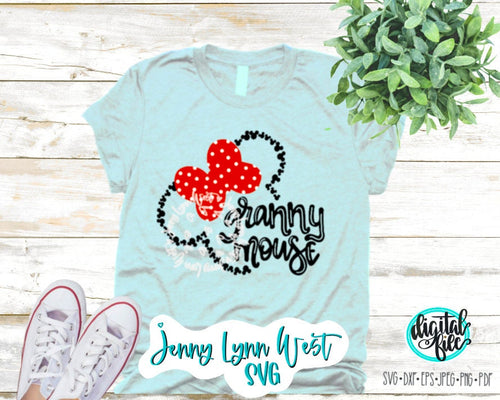 Granny Mouse SVG Grandma Mouse Mickey Head Digital File SVG Hand Lettered Granny Mouse Silhouette Cricut Shirt HTV Granny Vacation Shirts