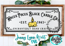 Load image into Gallery viewer, Hocus Pocus Black Candle Co Halloween Black Candle SVG DXF PNG
