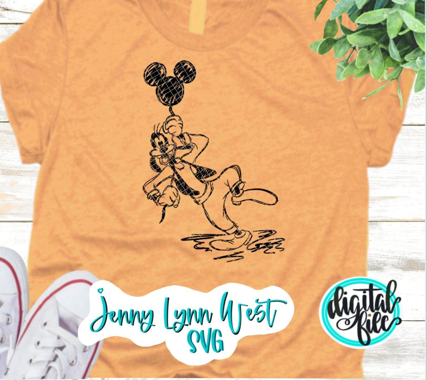 Classic Goofy at the Park Sketched SVG DXF PNG