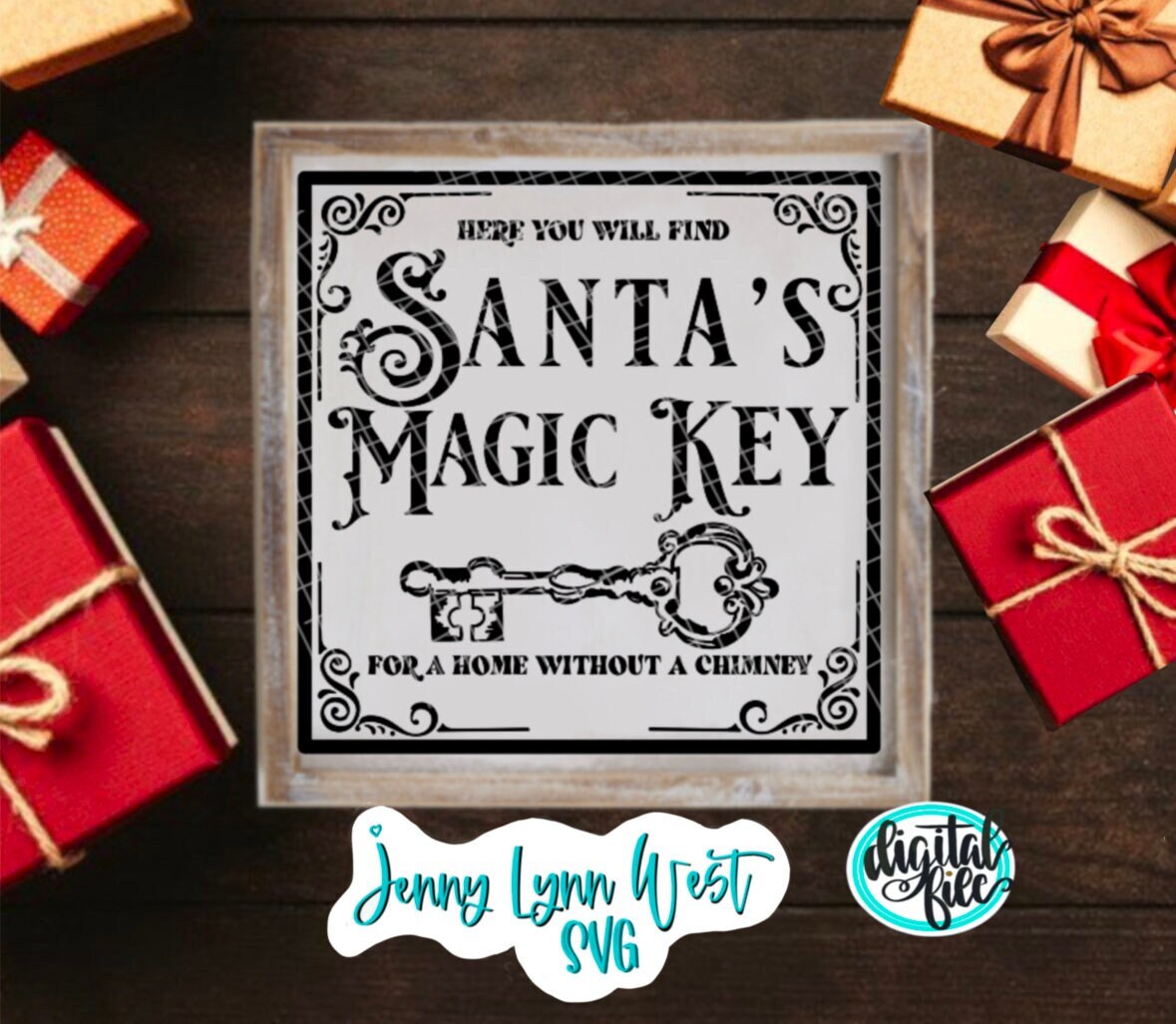 Santas Magic Key Sign Santa Key SVG DXF PNG