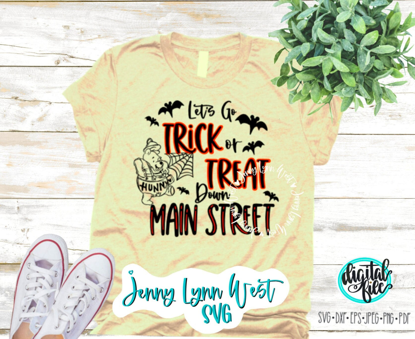 Trick or Treat Down Main Street Halloween Winnie the Pooh SVG DXF PNG