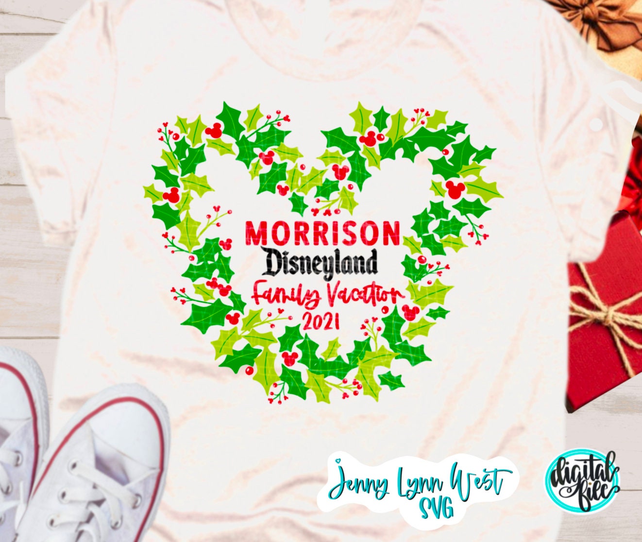 Disneyland Christmas Family Vacation Holly Berries SVG DXF PNG