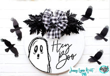Load image into Gallery viewer, Halloween Round Sign SVG Hey Boo Halloween SVG DXF PNG
