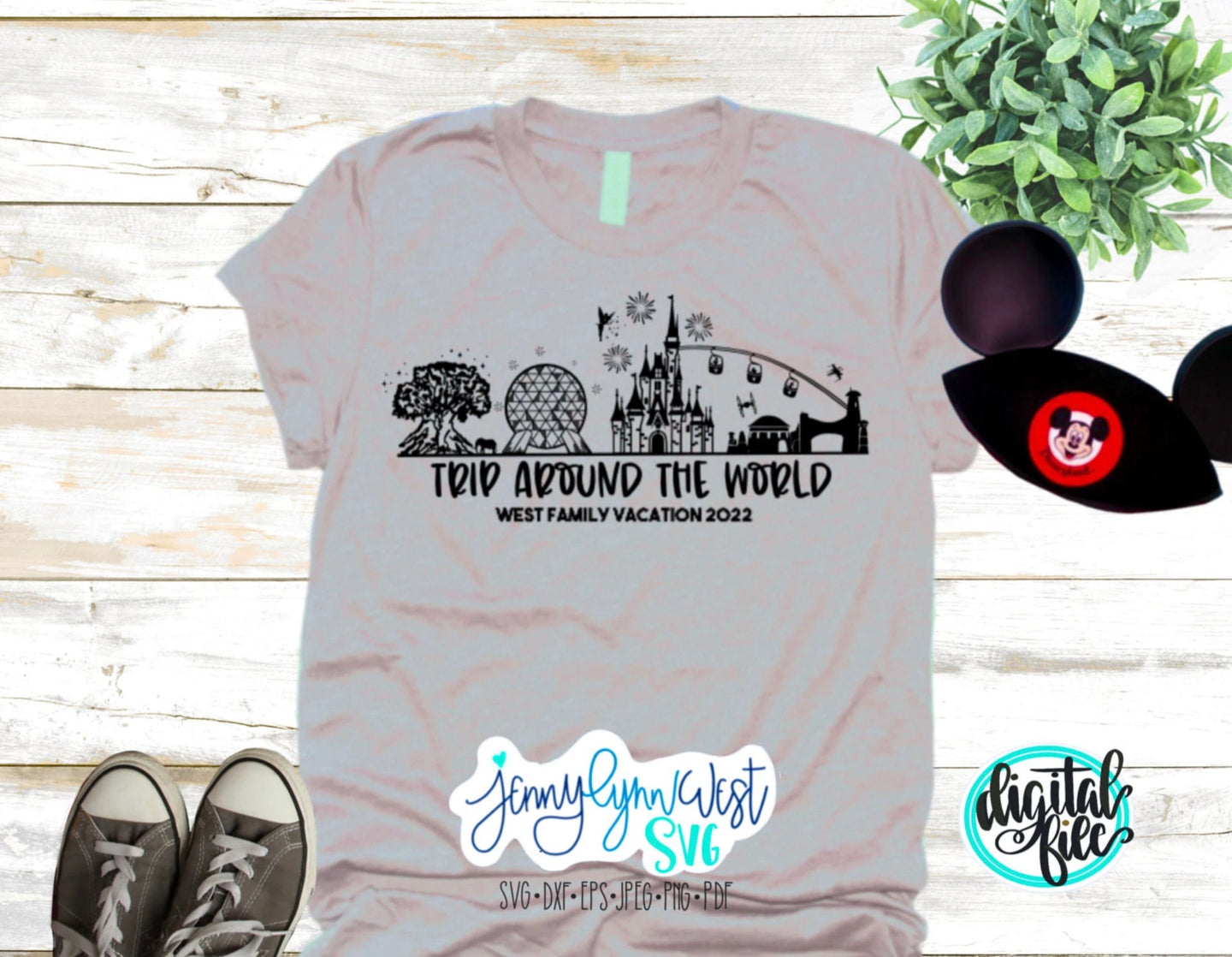 Trip Around the World 50th Anniversary 4 Parks Skyline SVG DXF PNG