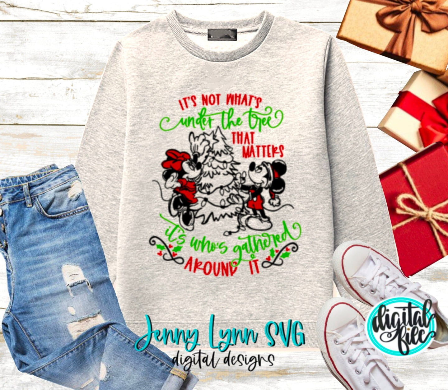 Mickey Mouse Minnie Mouse Christmas SVG Around Tree Christmas Mickey Mouse Vacation Shirts Sublimation PNG Cricut Cut File DXF Iron On File