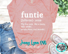 Load image into Gallery viewer, Aunt SVG Funtie SVG Auntie Shirt Digital Clipart Silhouette Download Digital Cricut Cut File Sublimation PNG Favorite Aunt
